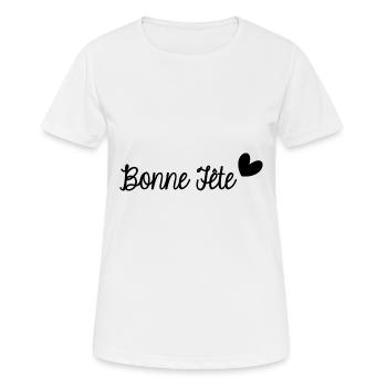 BONNE FÊTE. FÊTE DES MÈRES. FÊTE DES PÈRES. FÊTE - T-shirt respirant Femme - blanc - Devant - AI Model Female 172 dark (172cm)