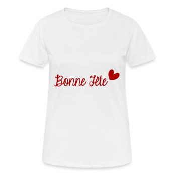 BONNE FÊTE. FÊTE DES MÈRES. FÊTE DES PÈRES. FÊTE - T-shirt respirant Femme - blanc - Devant - AI Model Female 172 dark (172cm)