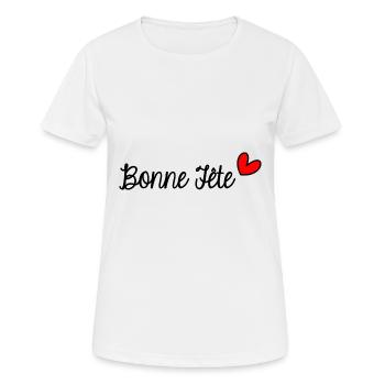 BONNE FÊTE. FÊTE DES MÈRES. FÊTE DES PÈRES. FÊTE - T-shirt respirant Femme - blanc - Devant - AI Model Female 172 dark (172cm)