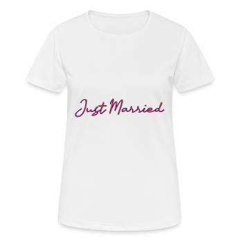 ICH HABE GERADE GEHEIRATET. Junggesellinnenabschied. HEILIGER VALENTINSTAG. PAAR - Frauen T-Shirt atmungsaktiv - Weiß - Vorne - AI Model Female 172 dark (172cm)