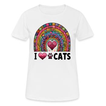 Les chats aiment les pattes arc-en-ciel chat maman animal de compagnie - T-shirt respirant Femme - blanc - Devant - AI Model Female 172 dark (172cm)
