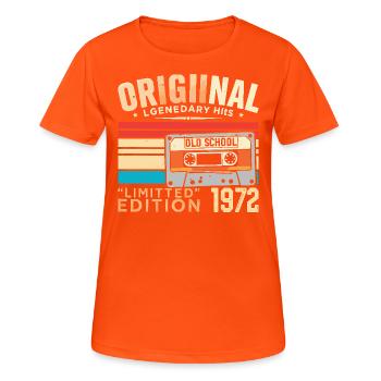 Original 1972, legendär seit 1972 Jahrgang 1972 - Frauen T-Shirt atmungsaktiv - Neonorange - Vorne - AI Model Female 172 dark (172cm)