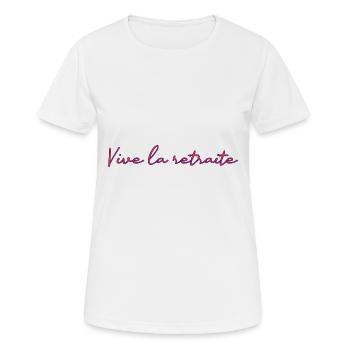 RETRAITE. RETRAITE. RETRAITEE. RETRAITE - T-shirt respirant Femme - blanc - Devant - AI Model Female 172 dark (172cm)