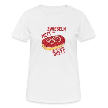 Mettbrötchen - Zwiebeln und rohes Mett - Frauen T-Shirt atmungsaktiv - Weiß - Vorne - AI Model Female 172 dark (172cm)