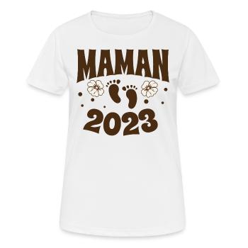 Grossesse Femme Enceinte - Future Maman 2023 - T-shirt respirant Femme - blanc - Devant - AI Model Female 172 dark (172cm)