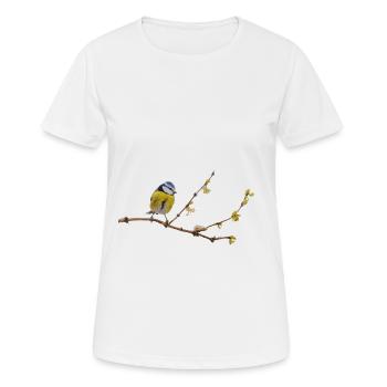 Blaumeise - Frauen T-Shirt atmungsaktiv - Weiß - Vorne - AI Model Female 172 dark (172cm)