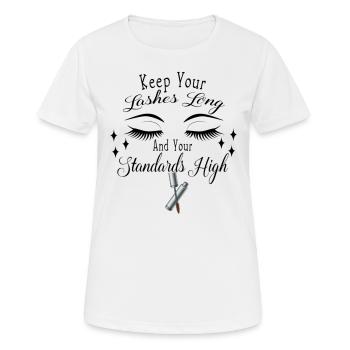 Keep Your Eyelashes Long T-shirt - Women's Breathable T-Shirt - white - Front - AI Model Female 172 dark (172cm)