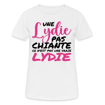 Une LYDIE pas chiante ce n'est pas un vraie LYDIE - T-shirt respirant Femme - blanc - Devant - AI Model Female 172 dark (172cm)