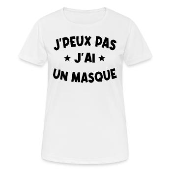 je peux pas j'ai un masque - T-shirt respirant Femme - blanc - Devant - AI Model Female 172 dark (172cm)
