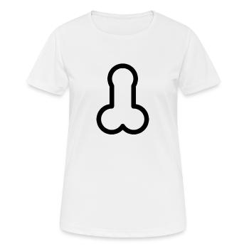Cock Penis Schaft Pimmel - Frauen T-Shirt atmungsaktiv - Weiß - Vorne - AI Model Female 172 dark (172cm)