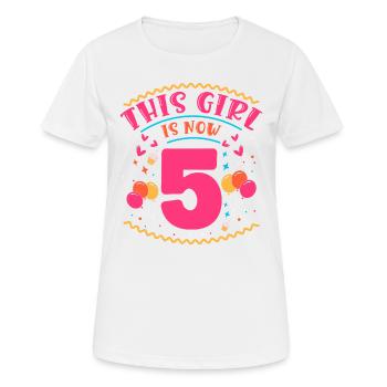 Cette fille a maintenant 5 | Thème Cupcake - T-shirt respirant Femme - blanc - Devant - AI Model Female 172 dark (172cm)