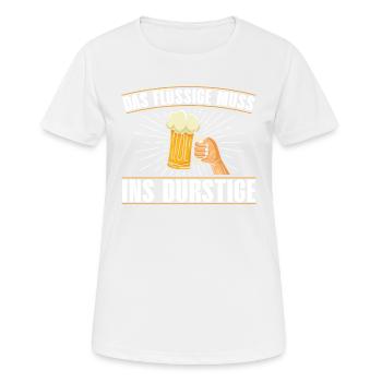 Das flüssige muss ins durstige craft bier fans - Frauen T-Shirt atmungsaktiv - Weiß - Vorne - AI Model Female 172 dark (172cm)
