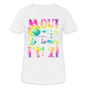 Peace Out Twenty I'm 21 | Tie Dye Themed - Frauen T-Shirt atmungsaktiv - Weiß - Vorne - AI Model Female 172 dark (172cm)