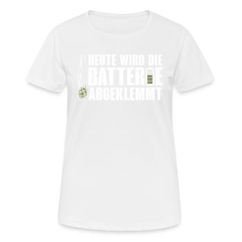 AUJOURD’HUI LA BATTERIE EST DÉCONNECTÉE Amateurs de bière - T-shirt respirant Femme - blanc - Devant - AI Model Female 172 dark (172cm)