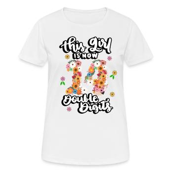 This Girl Is Now 14 Double Digits Floral - Women's Breathable T-Shirt - white - Front - AI Model Female 172 dark (172cm)