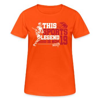 This Sports Legend Is Now 19, Lacrosse Game - Women's Breathable T-Shirt - neon orange - Front - AI Model Female 172 dark (172cm)
