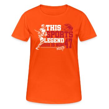 This Sports Legend Is Now 47, Lacrosse Game - Women's Breathable T-Shirt - neon orange - Front - AI Model Female 172 dark (172cm)