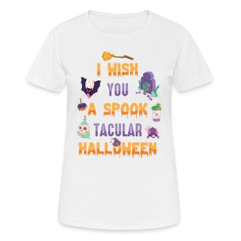 Ich Wünsche Ihnen Ein Gespenstisches Halloweenfest - Frauen T-Shirt atmungsaktiv - Weiß - Vorne - AI Model Female 172 dark (172cm)