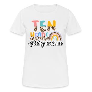 Zehn Jahre Awesome Animal Skin Pattern Geburtstag - Frauen T-Shirt atmungsaktiv - Weiß - Vorne - AI Model Female 172 dark (172cm)