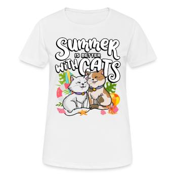 Summer is better with cats Summer Pet Lover - Women's Breathable T-Shirt - white - Front - AI Model Female 172 dark (172cm)