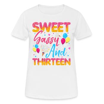 Sweet Sassy Et Treize Saupoudres Délicieux - T-shirt respirant Femme - blanc - Devant - AI Model Female 172 dark (172cm)