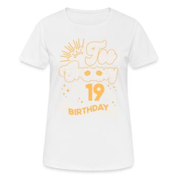 Too Groovy On My 19th Birthday Neunzehn Jahre Alt - Frauen T-Shirt atmungsaktiv - Weiß - Vorne - AI Model Female 172 dark (172cm)