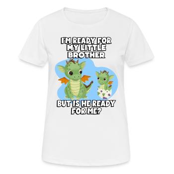 Je suis prêt pour mon petit frère, mais - T-shirt respirant Femme - blanc - Devant - AI Model Female 172 dark (172cm)