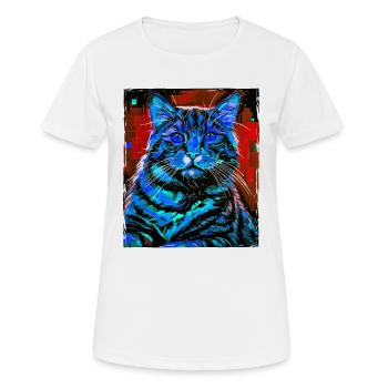 Tête de portrait de chat - T-shirt respirant Femme - blanc - Devant - AI Model Female 172 dark (172cm)