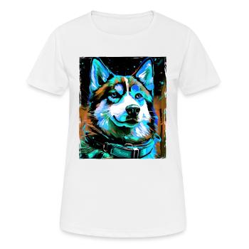 Portrait de chien husky - T-shirt respirant Femme - blanc - Devant - AI Model Female 172 dark (172cm)