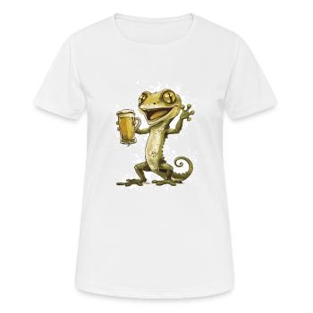Echse Bier Lustig - Frauen T-Shirt atmungsaktiv - Weiß - Vorne - AI Model Female 172 dark (172cm)