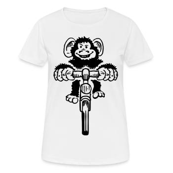 Funny monkey on bicycle - Women's Breathable T-Shirt - white - Front - AI Model Female 172 dark (172cm)