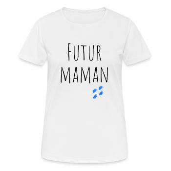 cadeau naissance futur maman garçon grossesse - T-shirt respirant Femme - blanc - Devant - AI Model Female 172 dark (172cm)