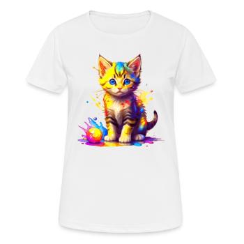 Colorful Kitty - Women's Breathable T-Shirt - white - Front - AI Model Female 172 dark (172cm)