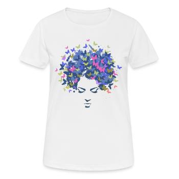 Frau Haar Grafik - Frauen T-Shirt atmungsaktiv - Weiß - Vorne - AI Model Female 172 dark (172cm)