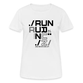 RUN RUN RUN - NE JAMAIS ABANDONNER - MARATHON - CADEAU - T-shirt respirant Femme - blanc - Devant - AI Model Female 172 dark (172cm)