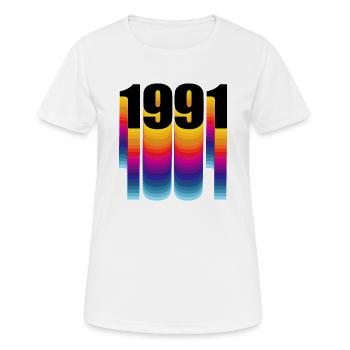 1991 Jahrgang Geburtsjahr - Frauen T-Shirt atmungsaktiv - Weiß - Vorne - AI Model Female 172 dark (172cm)
