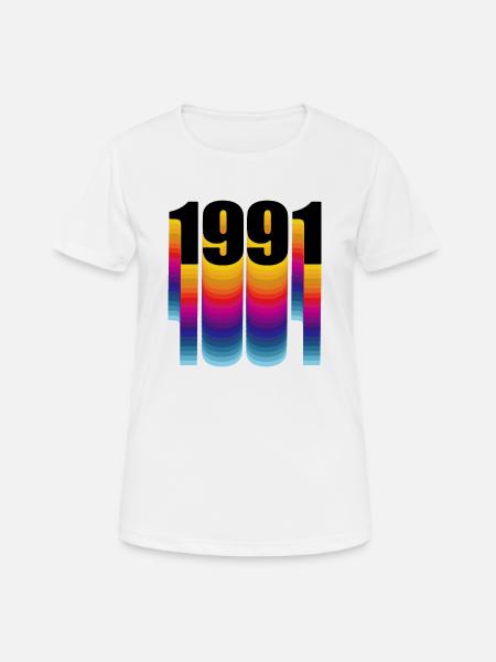 1991 Année de naissance - T-shirt respirant Femme - blanc