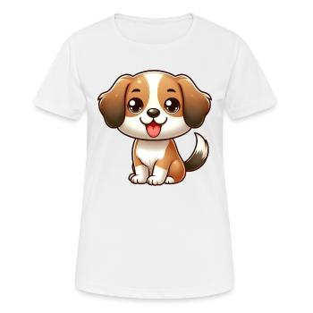 HUND BEAGLE CHIBI BABY WELPE SCHLAPPOHR TIERLIEBE - Frauen T-Shirt atmungsaktiv - Weiß - Vorne - AI Model Female 172 dark (172cm)