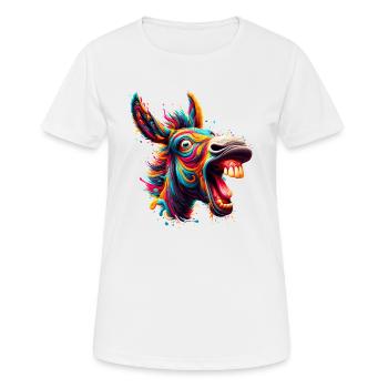 ESEL VERRÜCKT PFERD BUNT FARBEN OHREN PARTY DONKEY - Frauen T-Shirt atmungsaktiv - Weiß - Vorne - AI Model Female 172 dark (172cm)