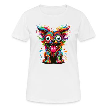 CHIEN FOU COLORÉ COLORÉ ARC-EN-CIEL BLOB - T-shirt respirant Femme - blanc - Devant - AI Model Female 172 dark (172cm)