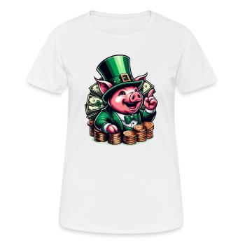 LUCKY PIG JACKPOT MONEY RICH PROSPERITY GREEN - Women's Breathable T-Shirt - white - Front - AI Model Female 172 dark (172cm)
