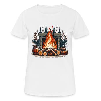CHEMINÉE DÉCORATION CHEMINÉE HIVERNAL CONFORTABLE - T-shirt respirant Femme - blanc - Devant - AI Model Female 172 dark (172cm)