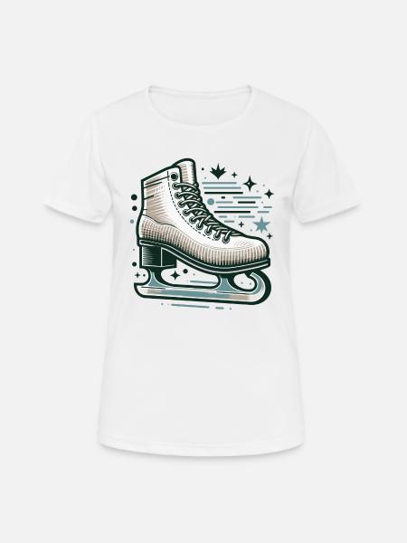 SCHLITTSCHUH EISLAUFEN WINTER SCHNEE SCHUHE SPORT - Frauen T-Shirt atmungsaktiv - Weiß