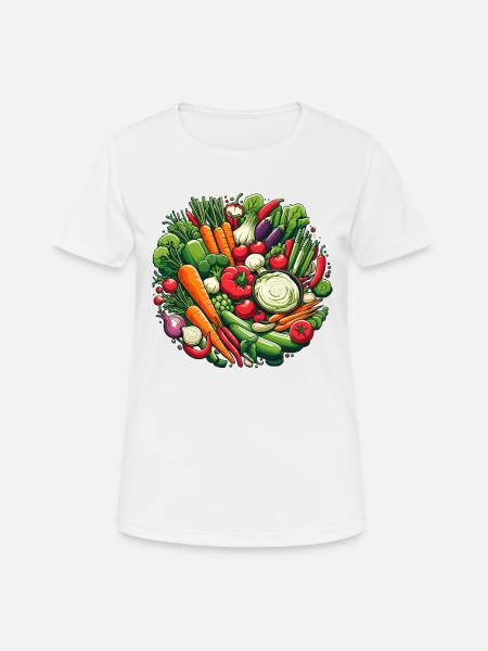 VEGETABLE PLATTER, VEGETABLE, PLANT, COLORFUL, VEGETARIAN, VEGAN - Women's Breathable T-Shirt - white