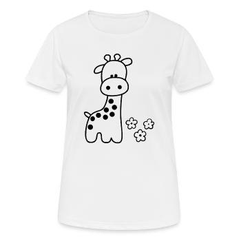 GIRAFE ANIMAL LONG COU AFRIQUE SAVANNAH SAFARI ZOO - T-shirt respirant Femme - blanc - Devant - AI Model Female 172 dark (172cm)