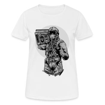 Pilote de chasse jet vintage Boombox rétro des années 90 des années 80 - T-shirt respirant Femme - blanc - Devant - AI Model Female 172 dark (172cm)