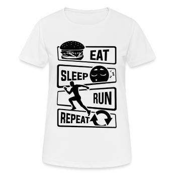 Eat Sleep Run Repeat - Laufen Läufer Fitness Sport - Frauen T-Shirt atmungsaktiv - Weiß - Vorne - AI Model Female 172 dark (172cm)