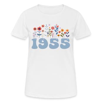 1955 Motif floral 1955 Thème floral Fleurs 1955 - T-shirt respirant Femme - blanc - Devant - AI Model Female 172 dark (172cm)
