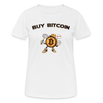 buy bitcoin cryptomonnaie BTC cadeau anniversaire - T-shirt respirant Femme - blanc - Devant - AI Model Female 172 dark (172cm)