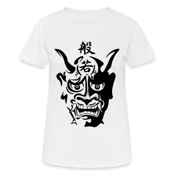 Hannya Mask (Black) - Women's Breathable T-Shirt - white - Front - AI Model Female 172 dark (172cm)